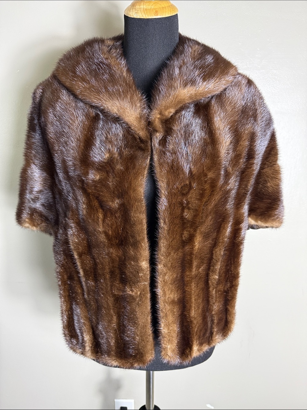 Vintage Brown Mink Fur Stole Short Coat Capelet